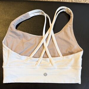 lululemon athletica White and Beige Crisscross-Back Sports Bra size 4